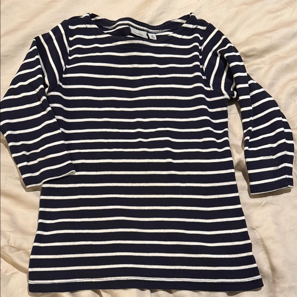 L.L. Bean Navy and White Striped knit top